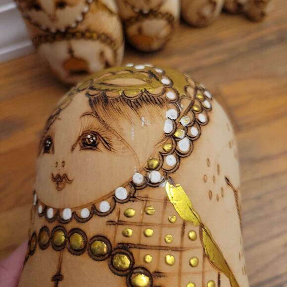 Russian stacking nesting Floral Church dolls Wooden pieces - Picture 7 of 11